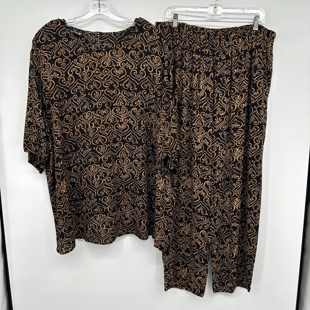 Vintage Carole Little Top Pant Set Plus Size 22 24 3X Eclectic Cottagecore Boho‎